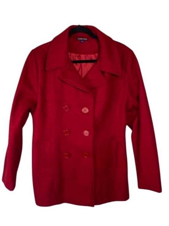 Vintage Jackets & Blazers - Cache Creek Vintage Wool Double Breasted Classic Christmas Winter Pea Coat Sz L